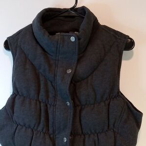 Athleta Full Zip Full Button Vest Thick Heavy Women's Sz S-M Gray EUC NICE!